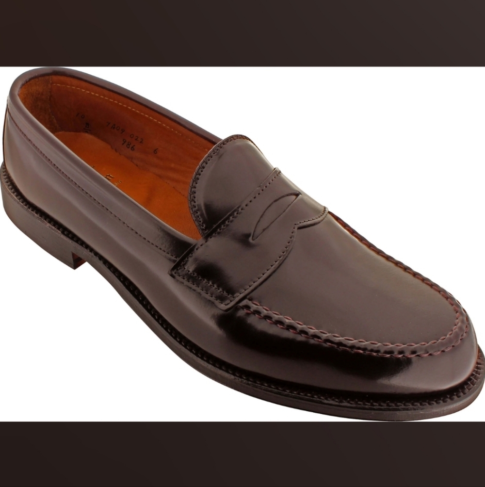 Alden Mens Strap Slip On Leather Penny Loafers